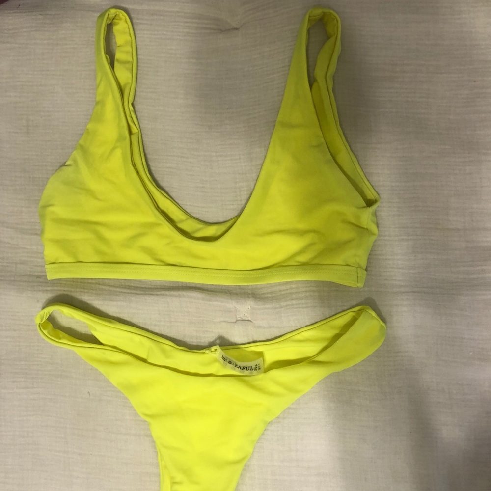 zaful neon yellow bikini